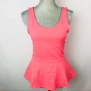 EXPRESS  Peplum sleeveless Cross Back Coral Top